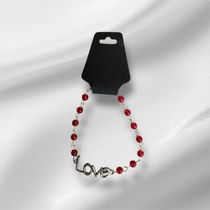Red Beaded Love Anklet